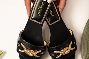 Sandale cu detaliu decorativ Belvedere, negre