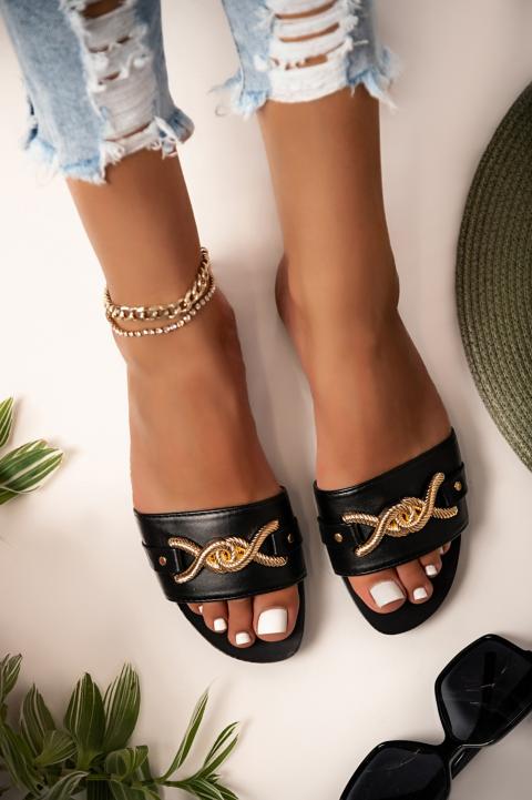Sandale cu detaliu decorativ Belvedere, negre