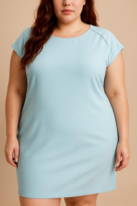 Rochie fără mâneci mărime mare, albastru deschis