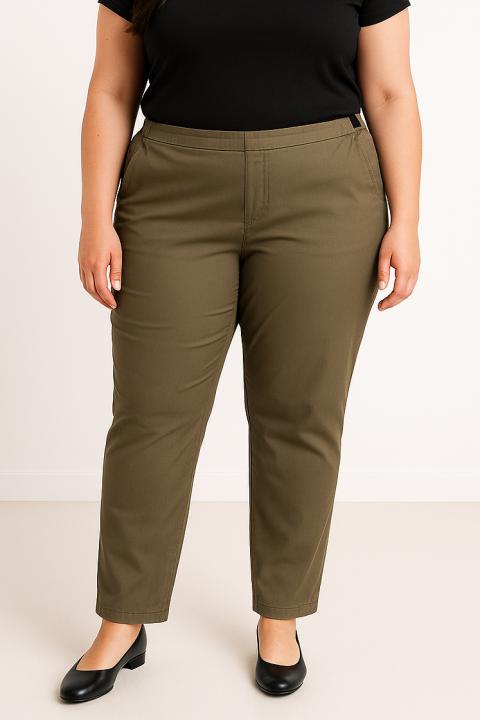 Pantaloni din bumbac mărimi mari, olive