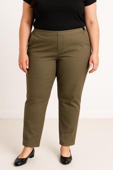 Pantaloni din bumbac mărimi mari, olive