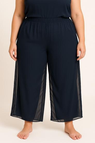 Pantaloni eleganți mărimi mari, albastru închis