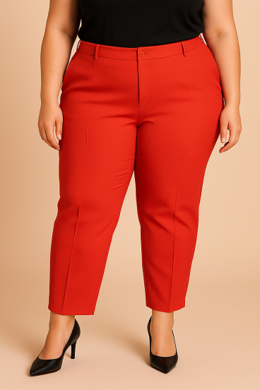 Pantaloni eleganți mărimi mari, coral