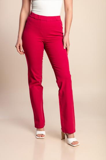 Pantaloni plus size din bumbac cu elastic, ciclam