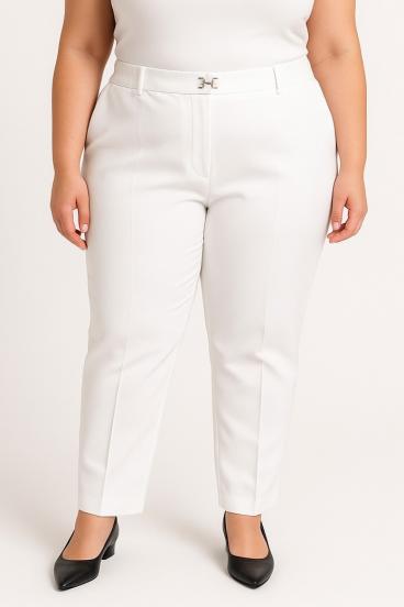 Pantaloni eleganți mărimi mari, albi