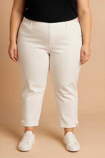 Pantaloni din bumbac mărimi mari, albi