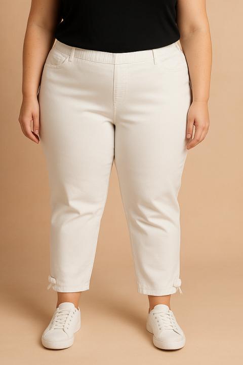 Pantaloni din bumbac mărimi mari, albi
