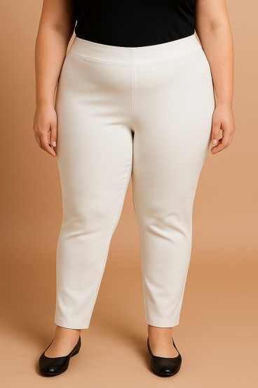 Pantaloni eleganți mărime mare, crem