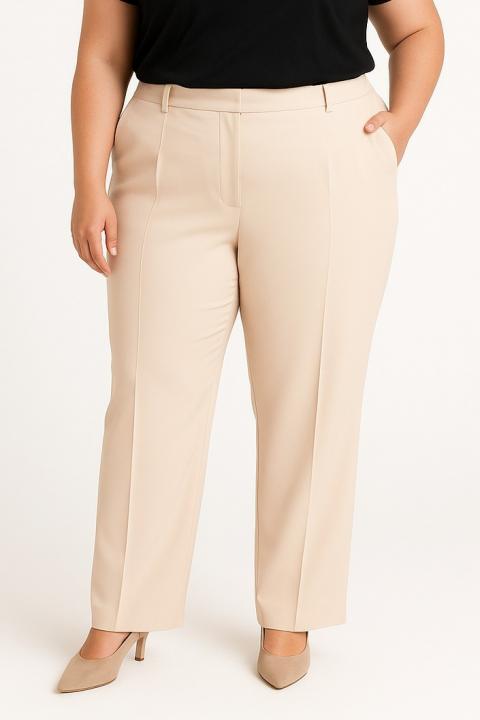 Pantaloni eleganți mărime mare, crem