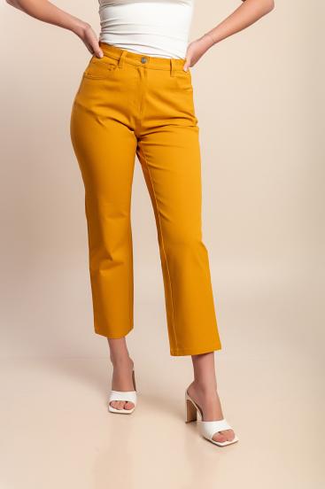 Pantaloni de bumbac mărime mare, muștar
