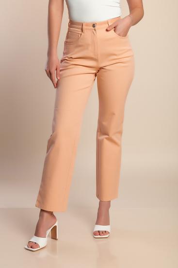 Blugi cu talie înaltă plus size, caisă