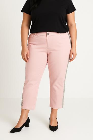 Pantaloni din bumbac mărimi mari, roz