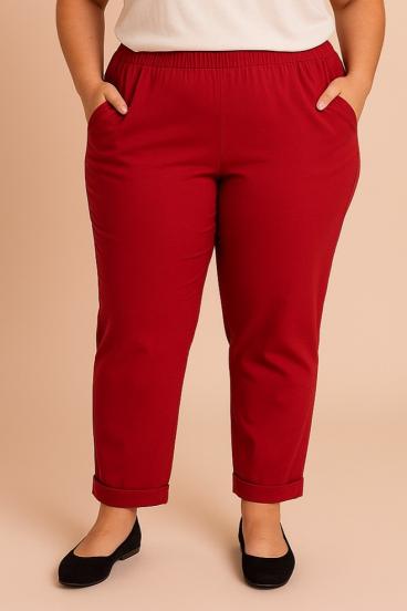 Pantaloni mărimi mari, burgundy