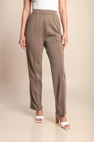 Pantaloni mărime mare cu elastic, maro