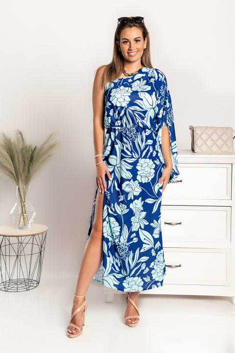 Rochie maxi elegantă cu imprimeu Tiezza, albastru