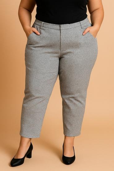Pantaloni de bumbac plus size cu imprimeu, albi și negri