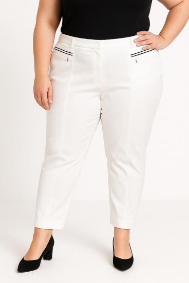 Pantaloni eleganți mărime mare, albi