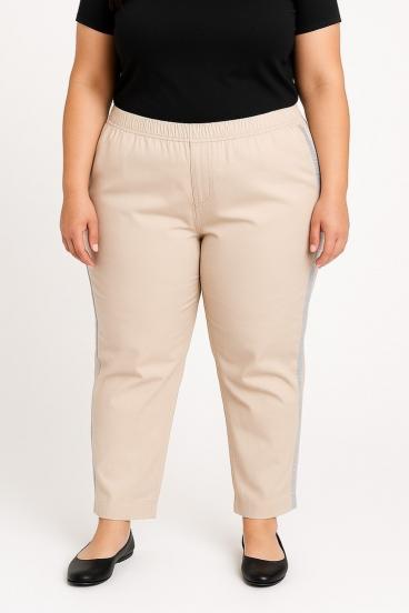 Pantaloni din bumbac mărimi mari, bej