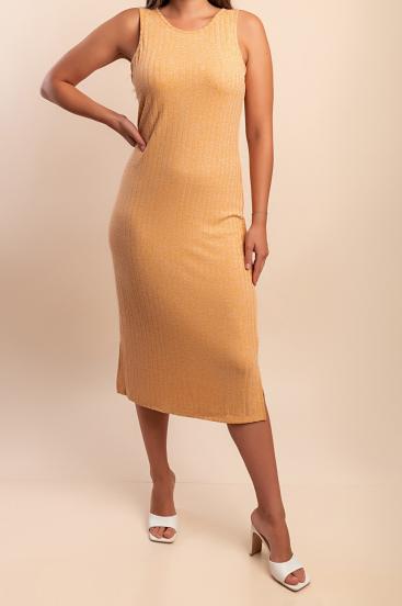 Rochie midi fără mâneci, muștar