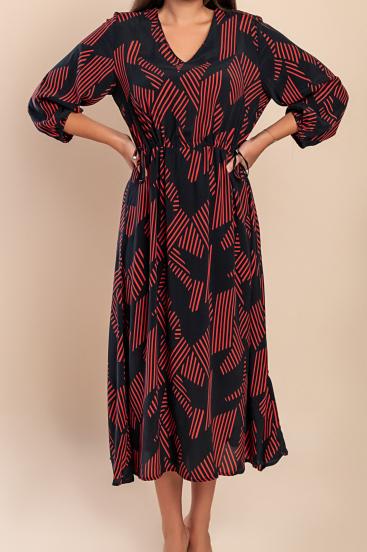 Rochie lungă imprimată, neagră