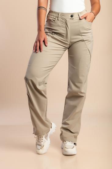 Pantaloni mărimi mari cu talie elastică, bej