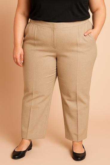 Pantaloni eleganți mărimi mari, bej