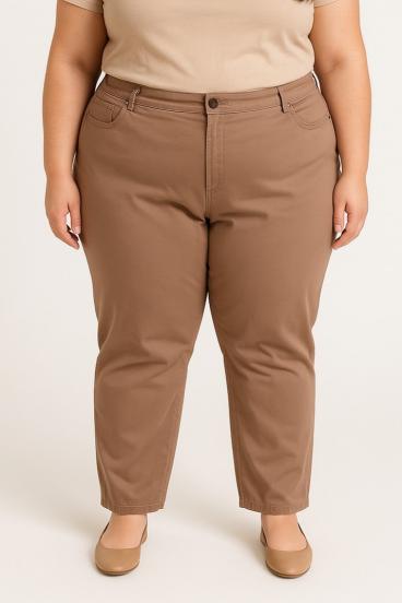 Pantaloni din bumbac mărimi mari, camel
