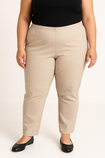 Pantaloni din piele ecologică mărimi mari, bej