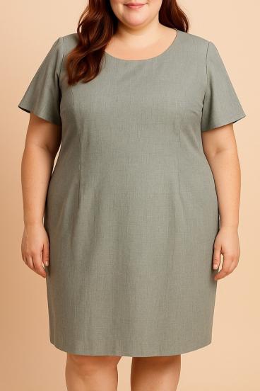Rochie plus size cu mâneci scurte, gri