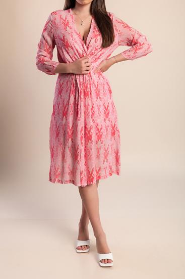 Rochie midi elegantă cu imprimeu, roz