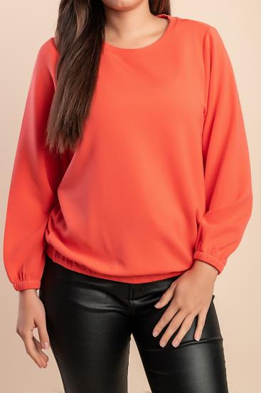 Bluza cu guler rotund, Coral