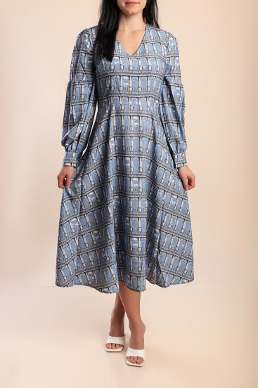 Rochie midi cu imprimeu, albastru