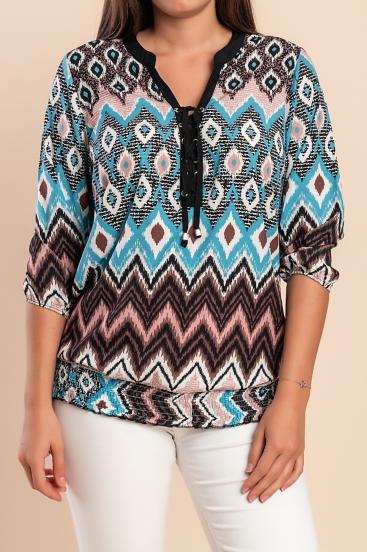 Bluza mărime mare cu imprimeu, neagră