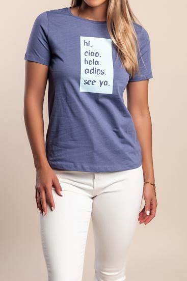 Tricou din bumbac cu imprimeu, albastru