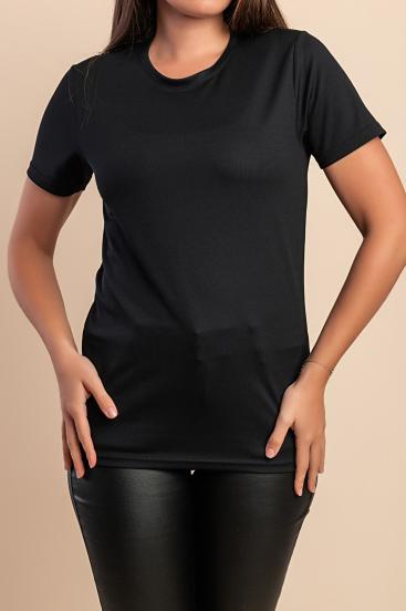 Tricou cu decolteu rotund, negru