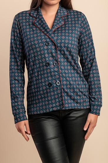 Bluza imprimată, albastru închis