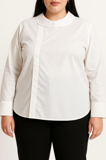 Bluza din bumbac mărime mare, albă