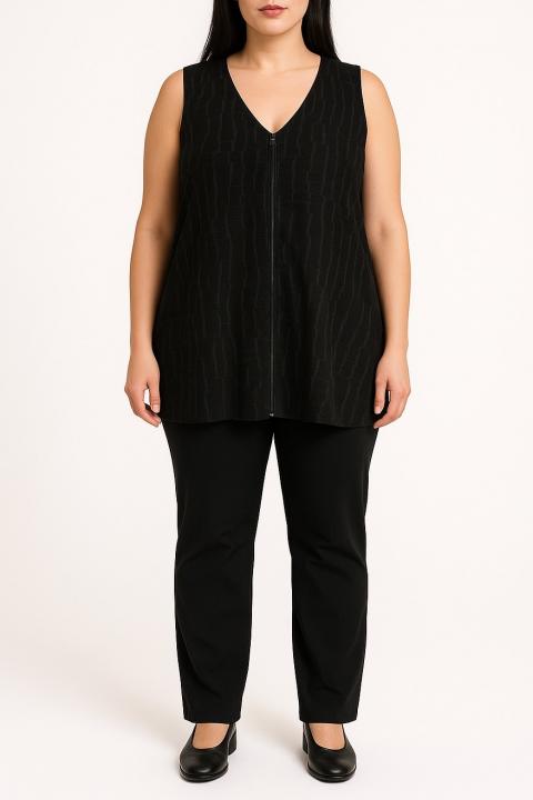 Top cu fermoar, negru
