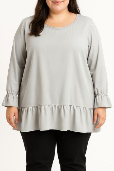 Bluza mărime mare cu volane, gri