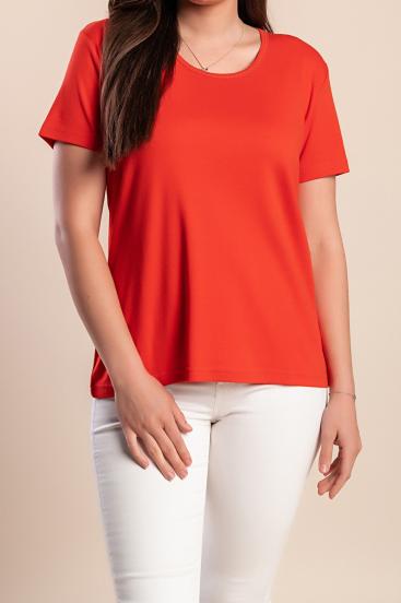 Tricou cu guler rotund, roșu