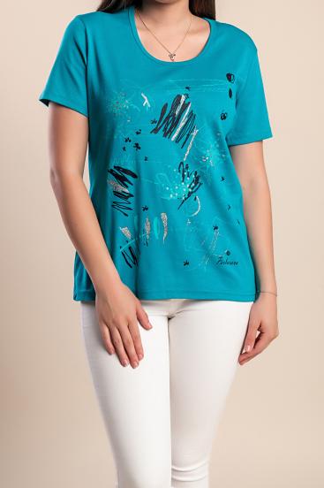 Tricou imprimat, turcoaz