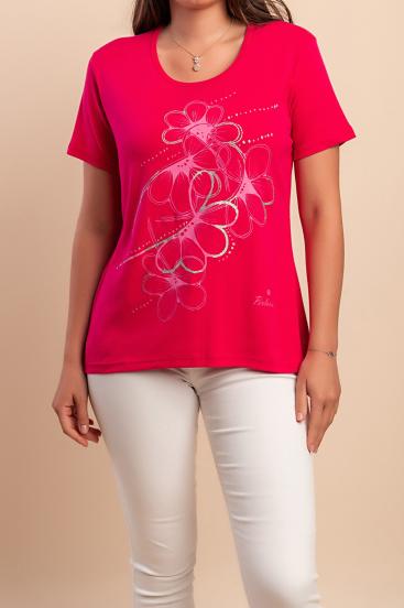 Tricou imprimat, roz