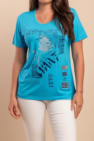 Tricou imprimat, albastru deschis