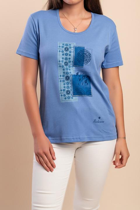 Tricou din bumbac cu imprimeu, albastru