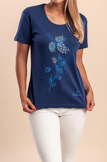Tricou din bumbac cu imprimeu, albastru închis