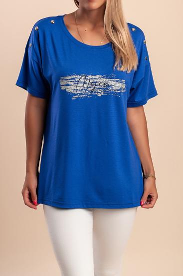 Tricou cu nituri decorative, albastru regal