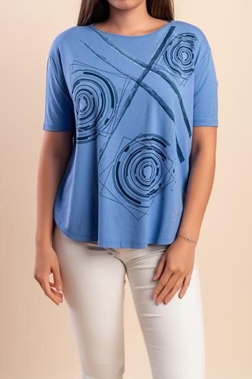 Tricou cu imprimeu, albastru