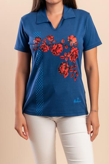 Tricou din bumbac cu imprimeu, albastru