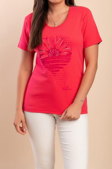 Tricou din bumbac cu imprimeu, roz