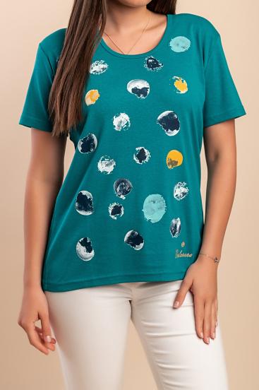 Tricou din bumbac cu imprimeu, petrol
